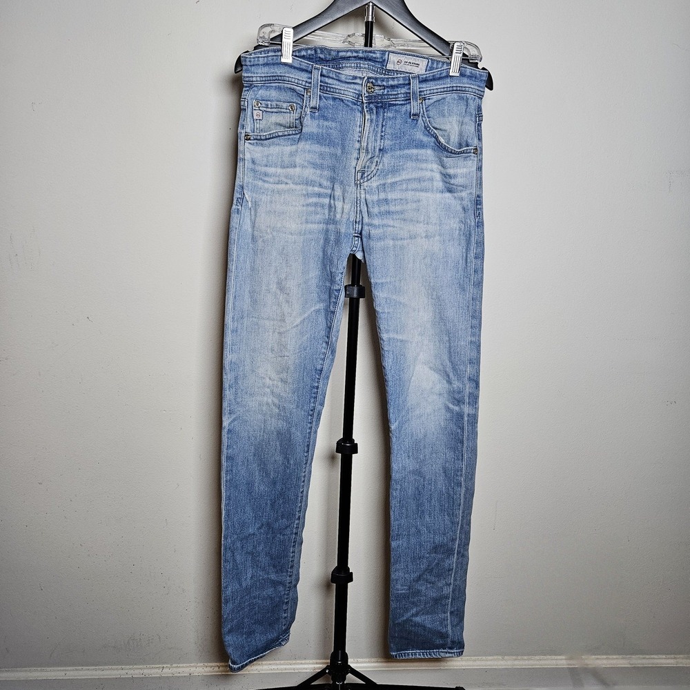 AG Adriano Goldschmied Light Wash Slim Straight Premium Denim Jeans Mens